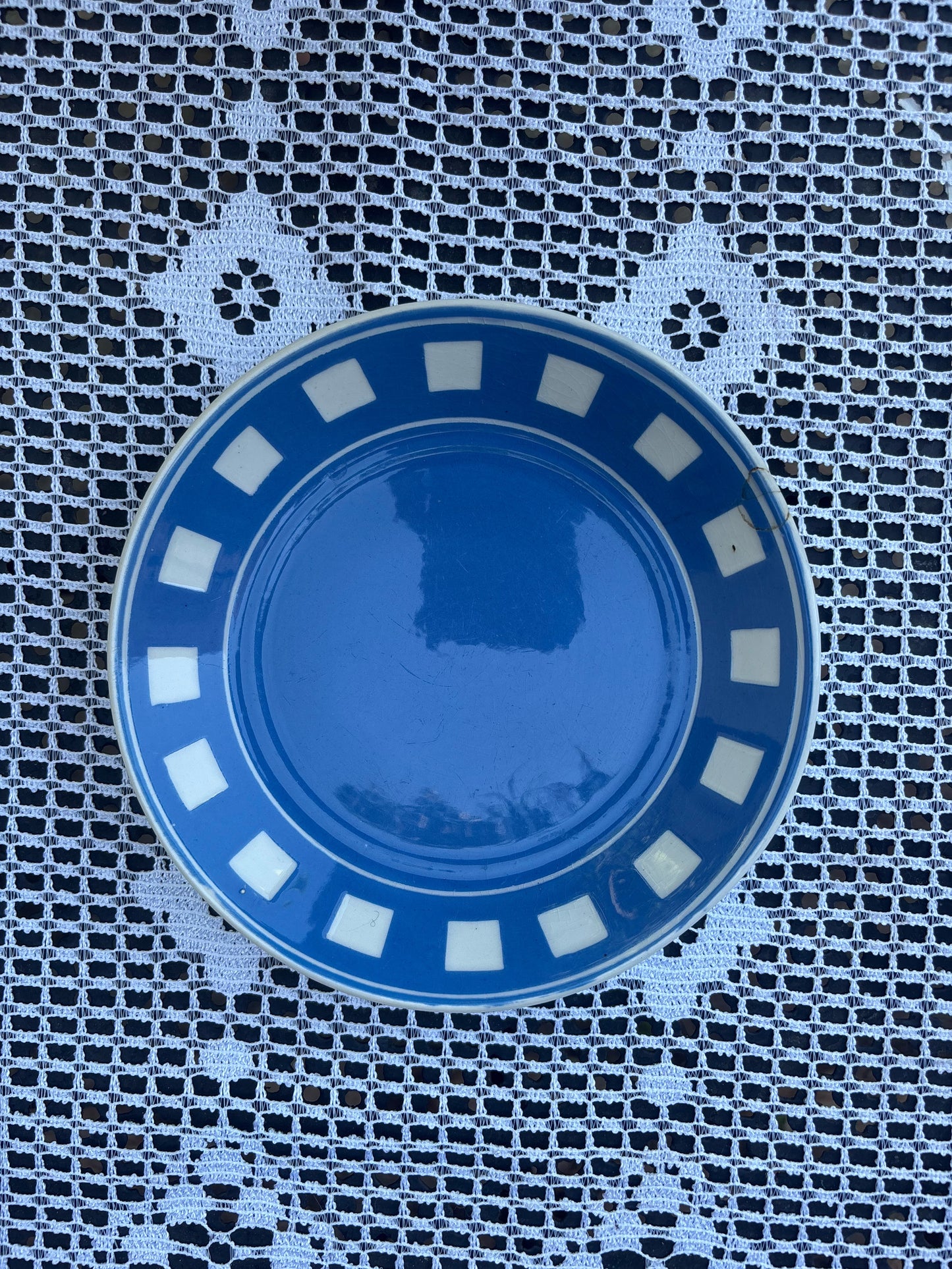 Assiette Digoin Sarreguemines modèle Damier bleu