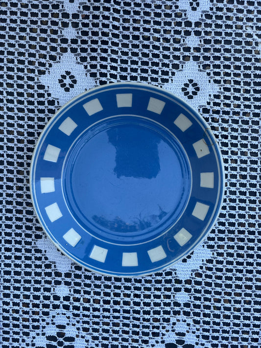 Assiette Digoin Sarreguemines modèle Damier bleu