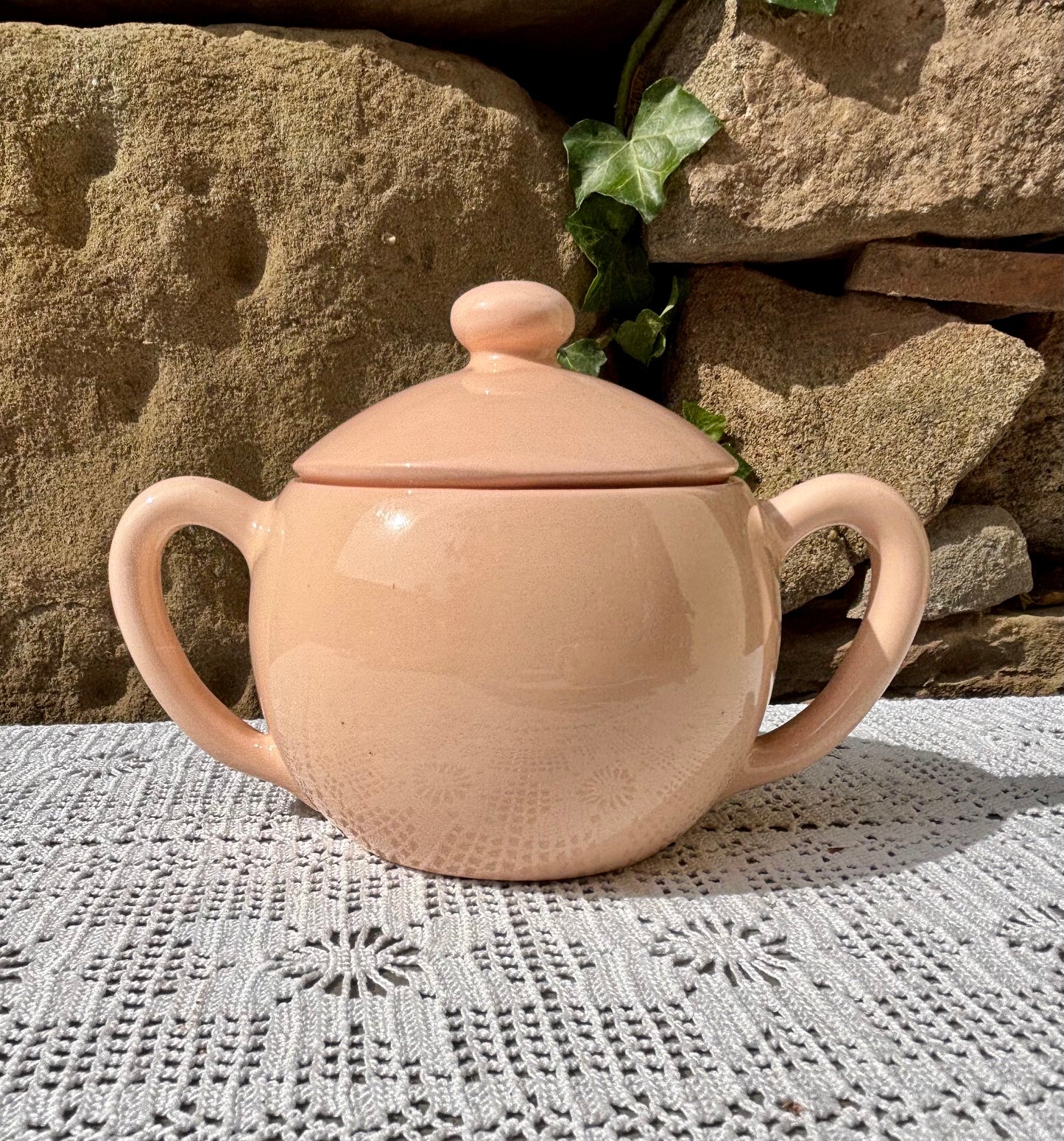 Service à thé Longwy rose pastel