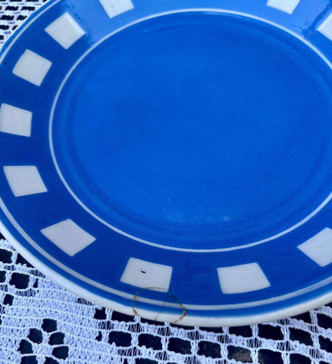 Assiette Digoin Sarreguemines modèle Damier bleu