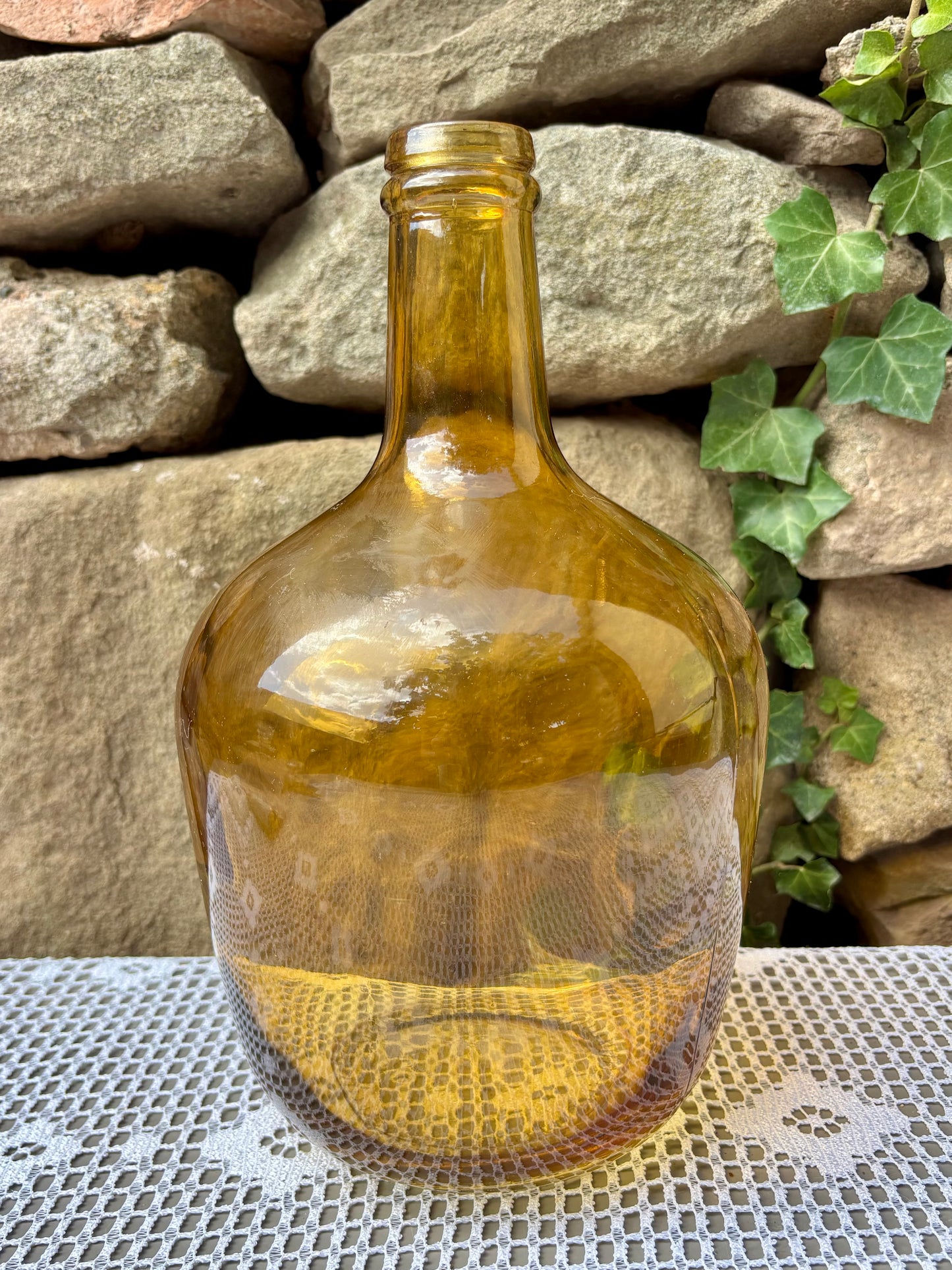 Bonbonne dame Jeanne ambrée vintage