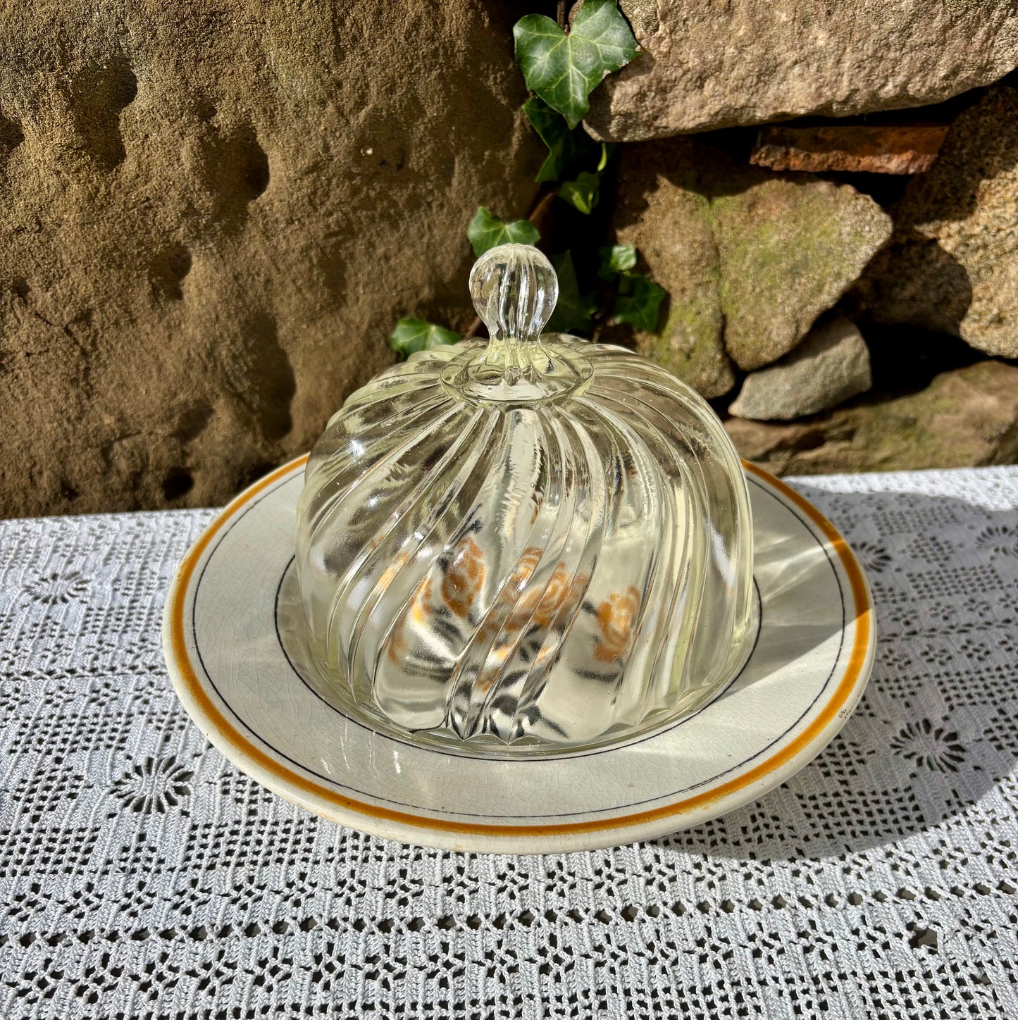 Cloche en verre vintage de service