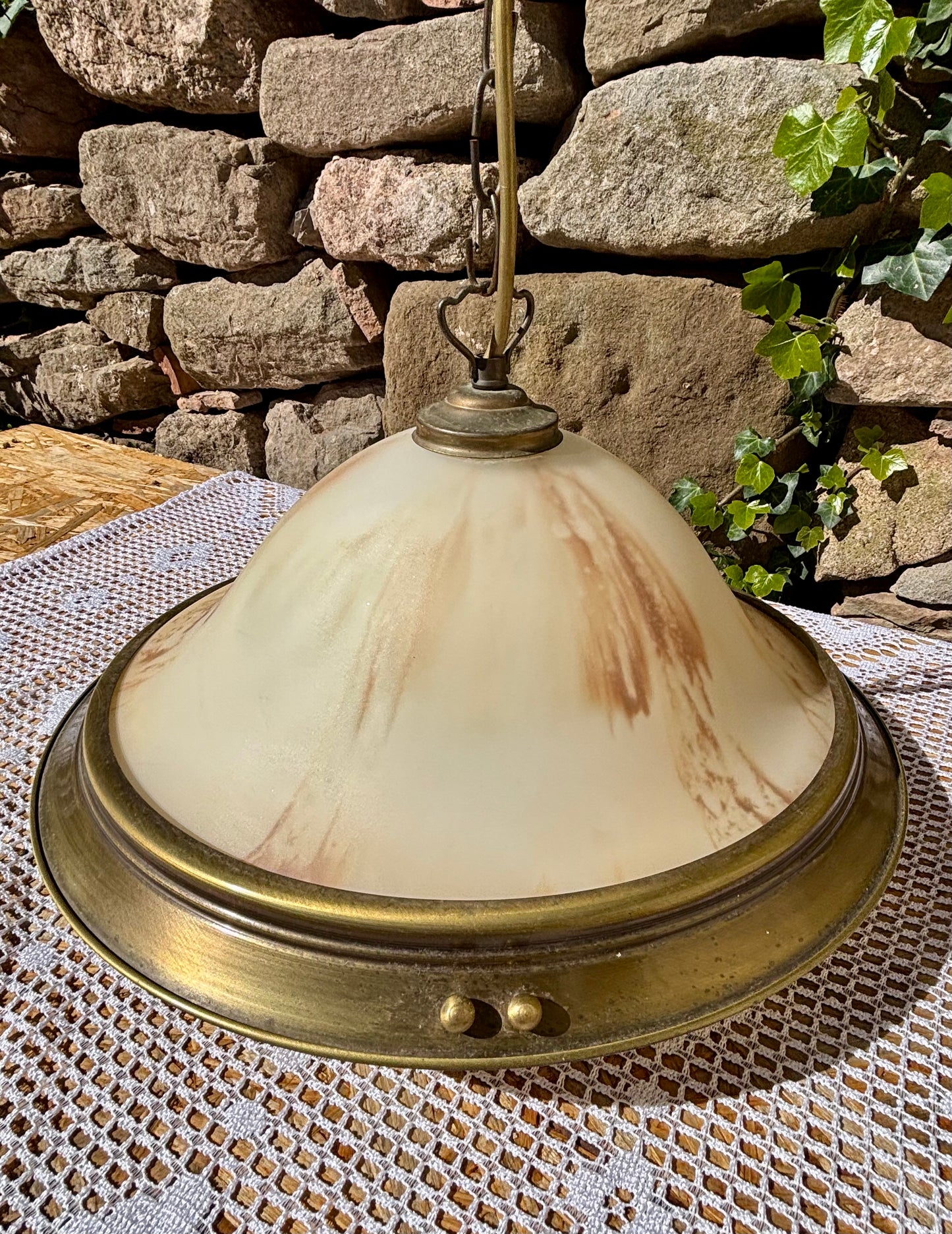 Suspension vintage verre marmoréen