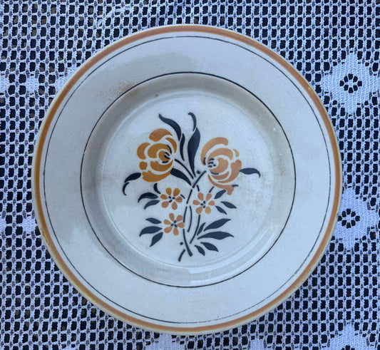 Compotier manufacture Gien 1900 décor jaune et noir