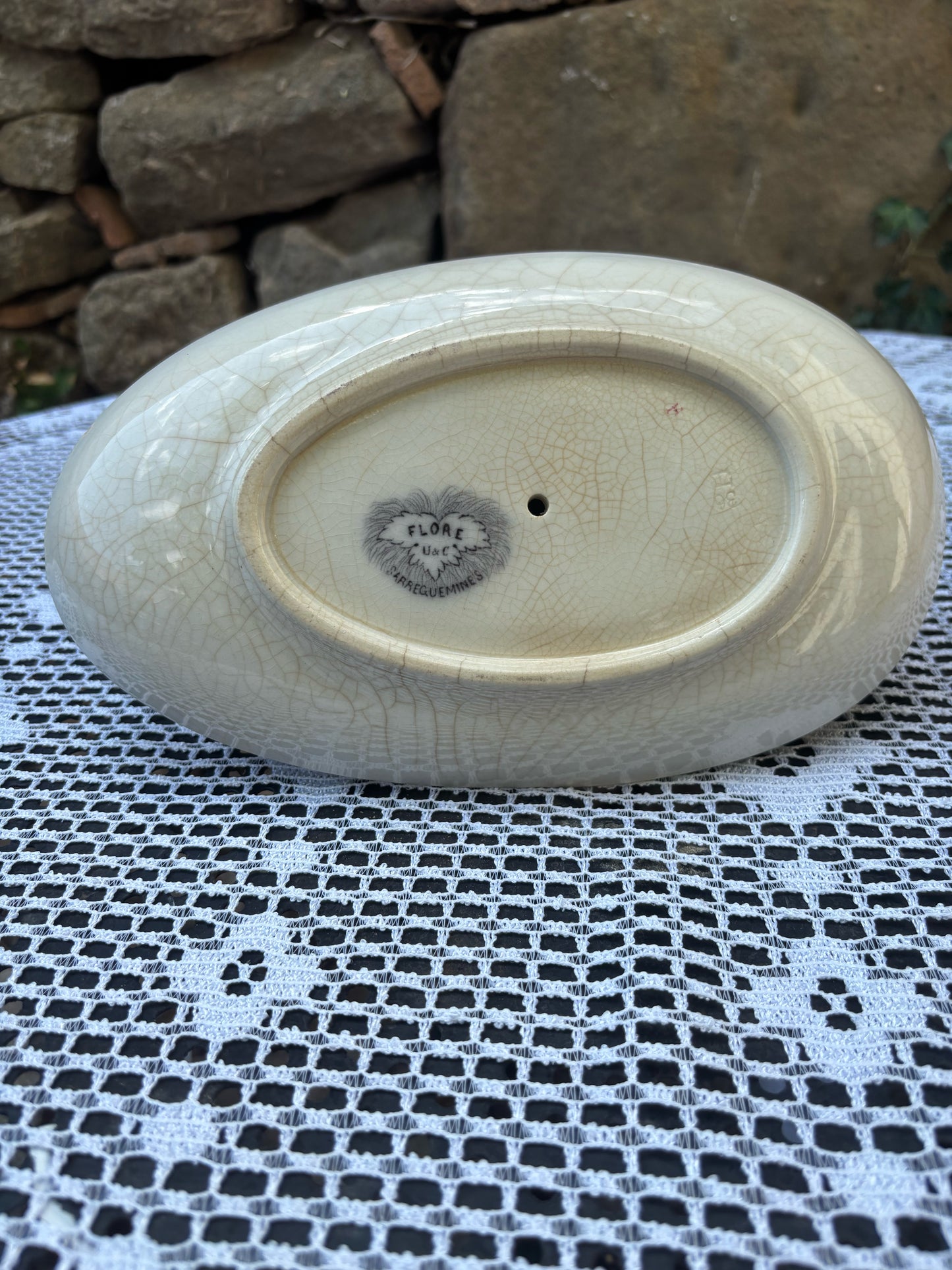 Saucière Sarreguemines modèle flore 1900 signature