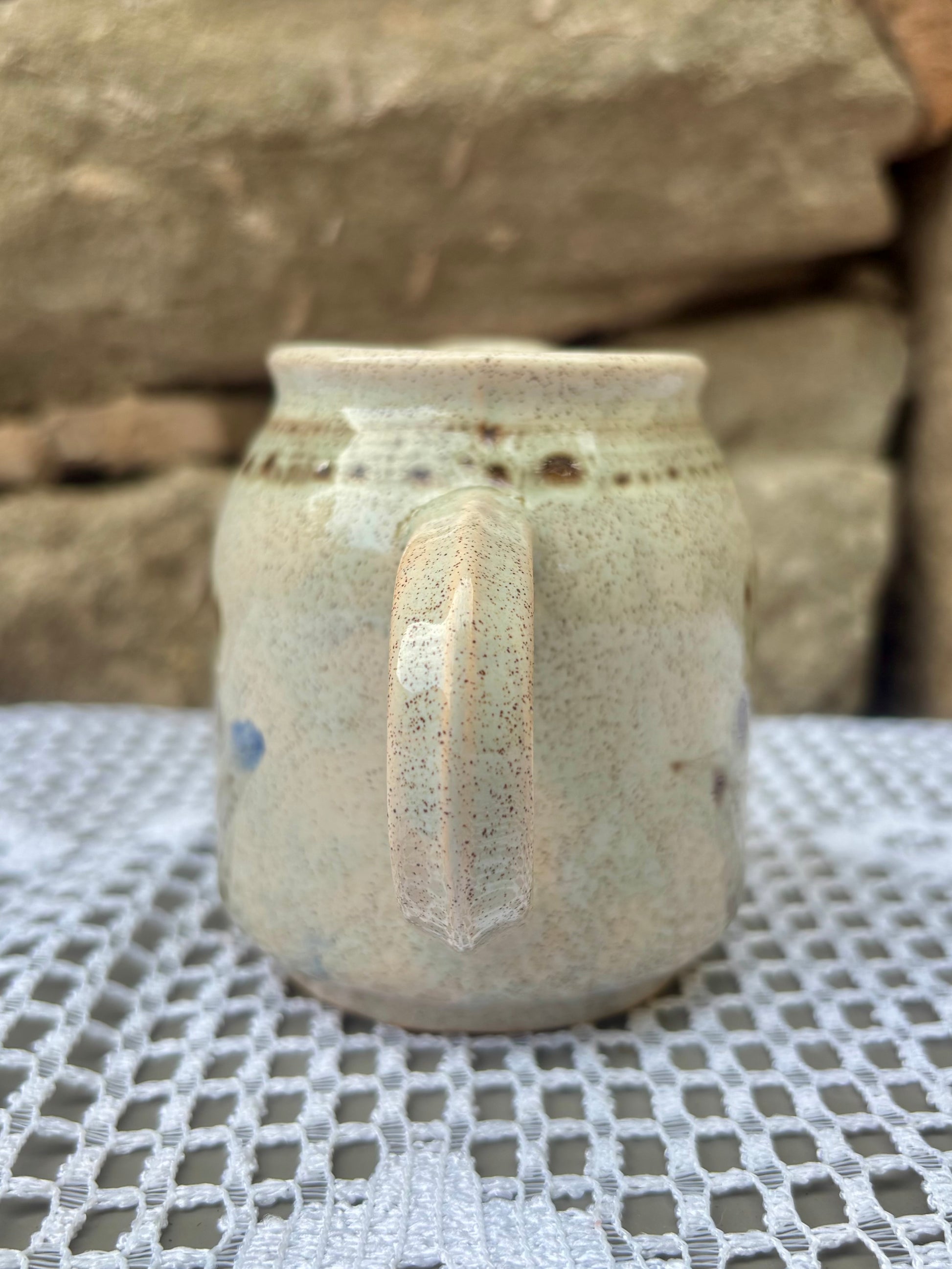 pot à lait sarreguemines 1970 1980 décor floral anse