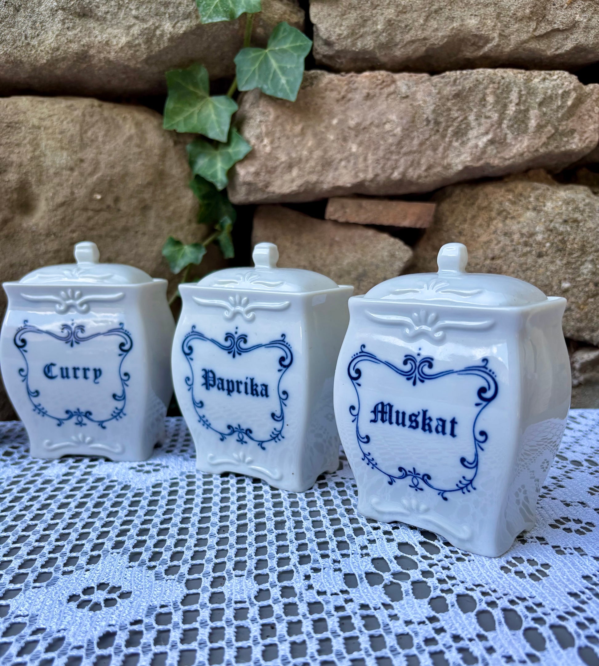 pots a condiments allemands 1950 curry paprika muskat