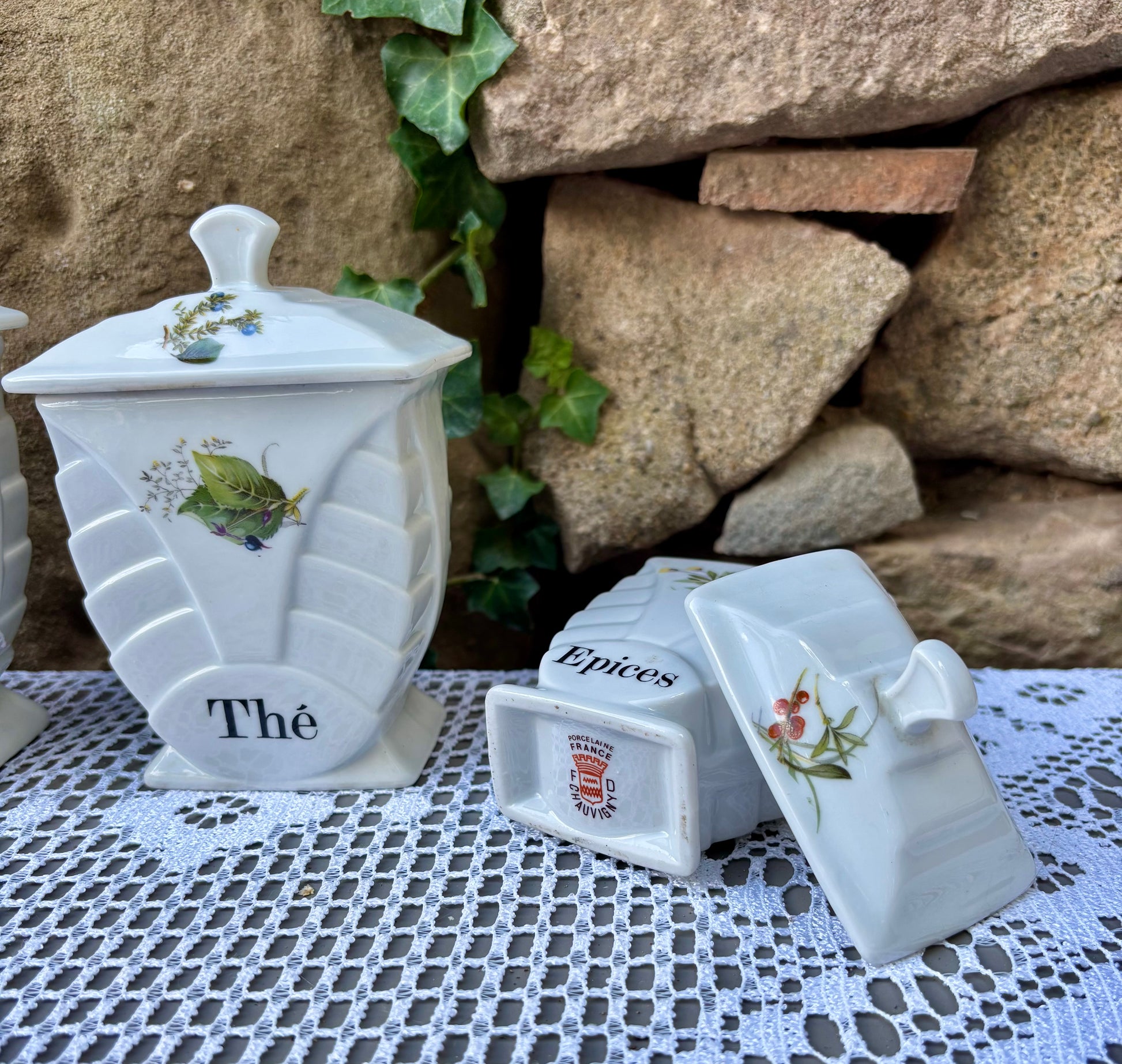 pots a condiments porcelaine fdchauvigny signature