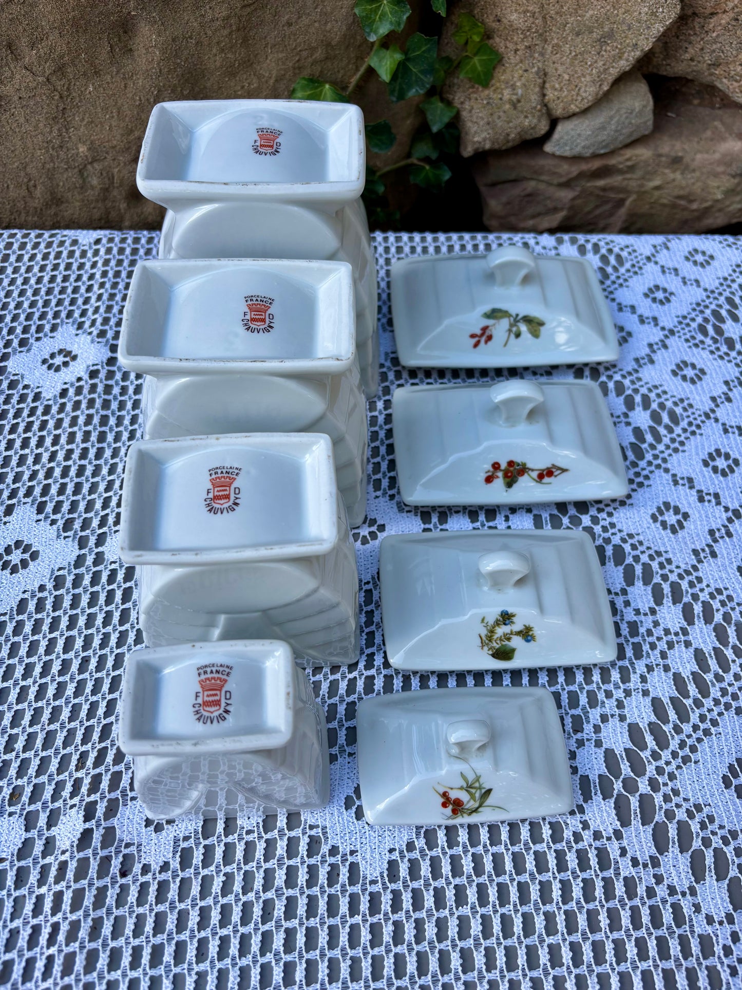 pots a condiments porcelaine fdchauvigny signature