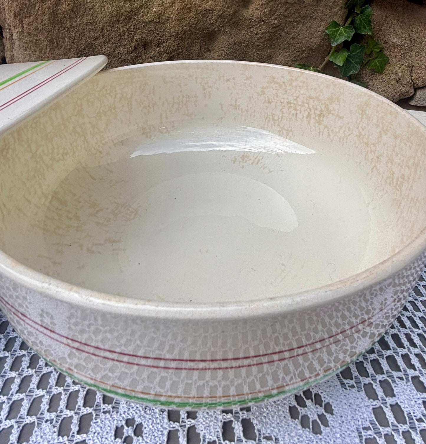 soupère lignes colorées gien 1950