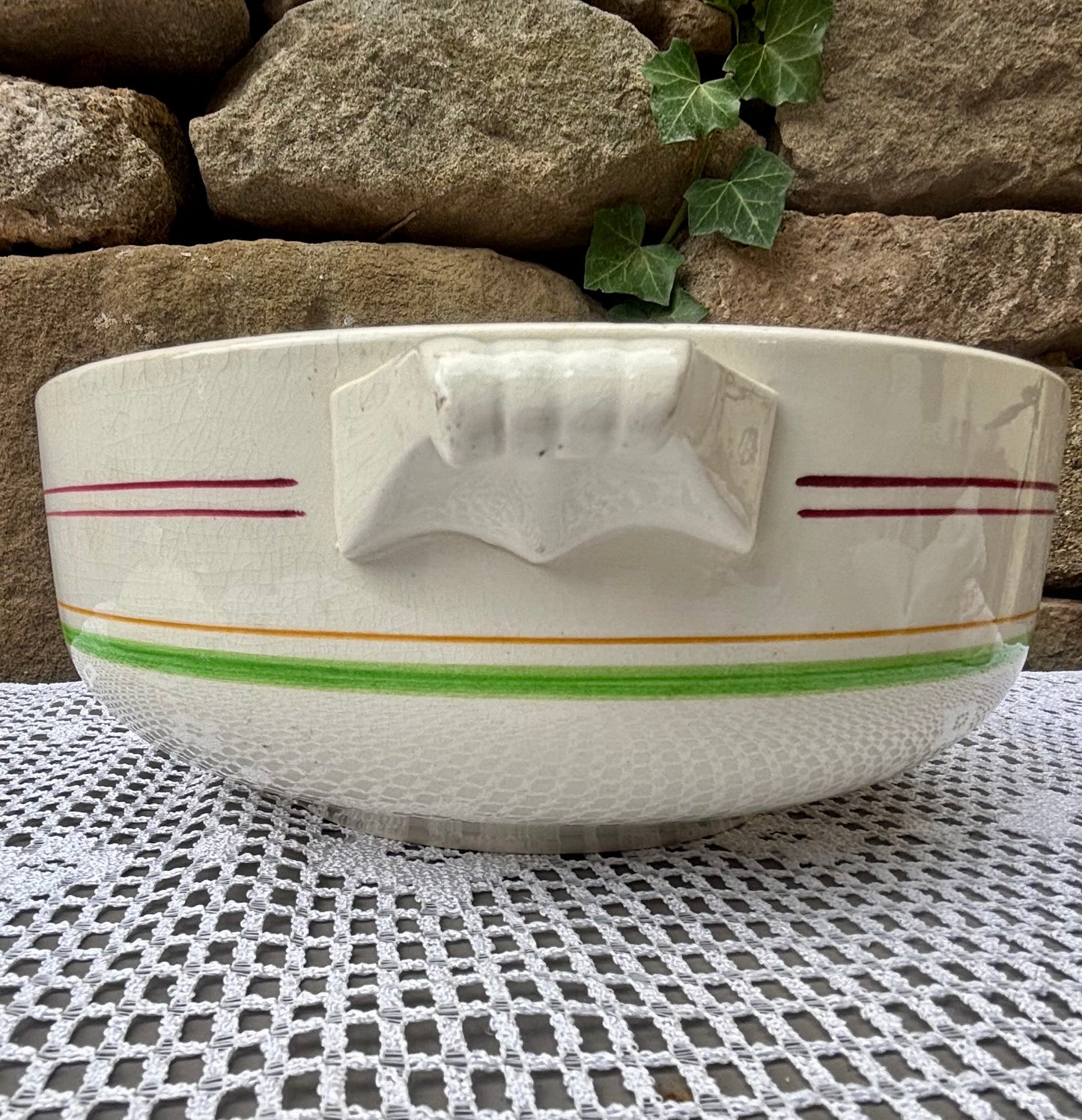 anse soupière gien lignes colorées 1950