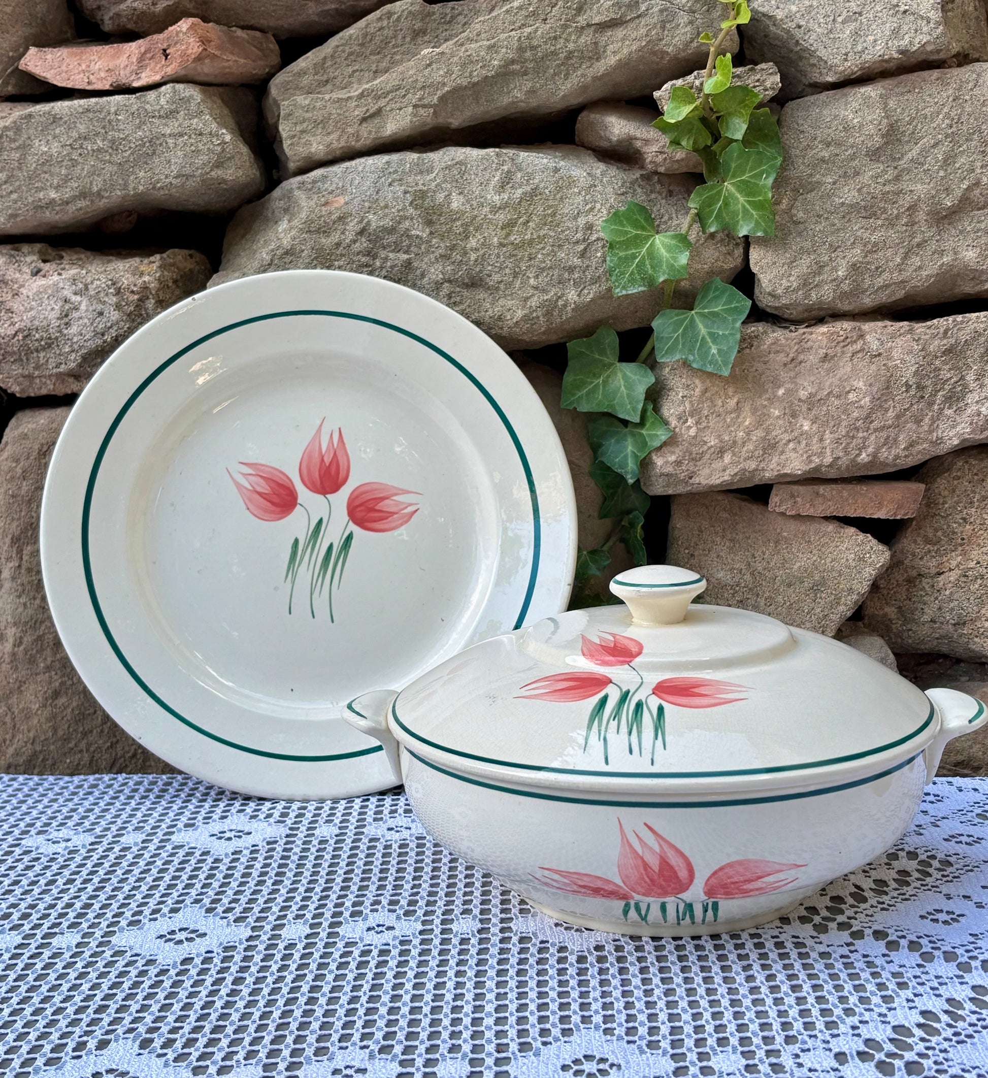 soupiere givors flora 1950 assiette et soupière