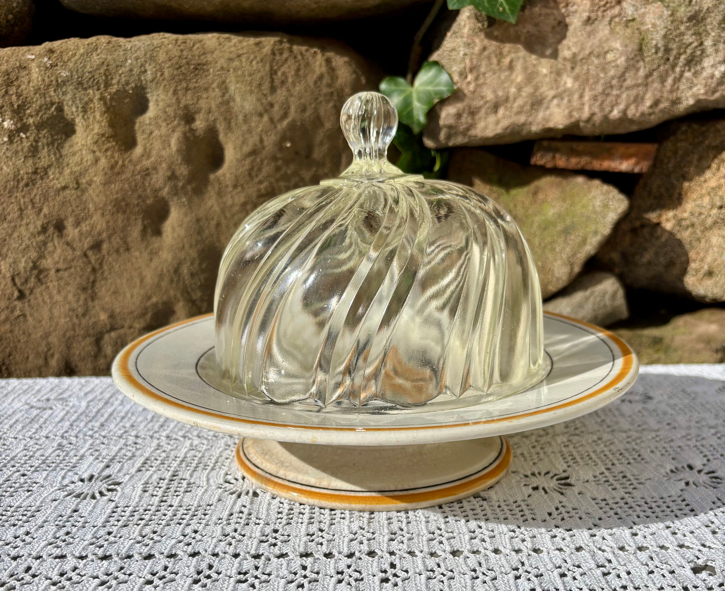 Cloche en verre vintage de service