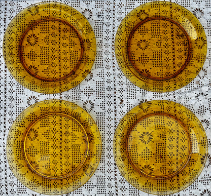 Assiettes Vereco verre ambré