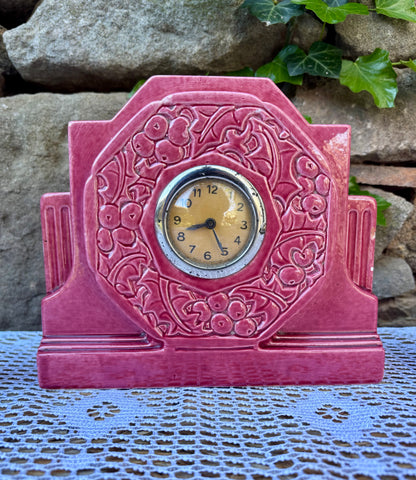 Pendule Digoin Sarreguemines rosé framboise