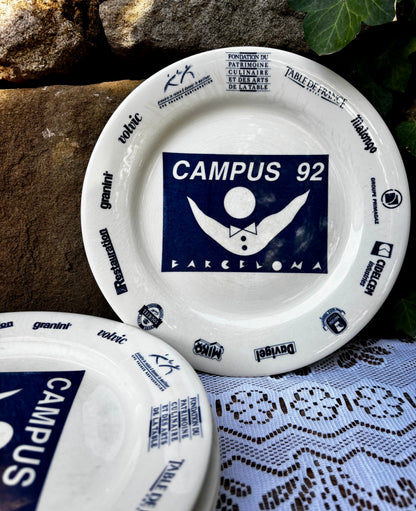 Assiettes Gien publicitaires sponsors JO 92 Barcelona x4