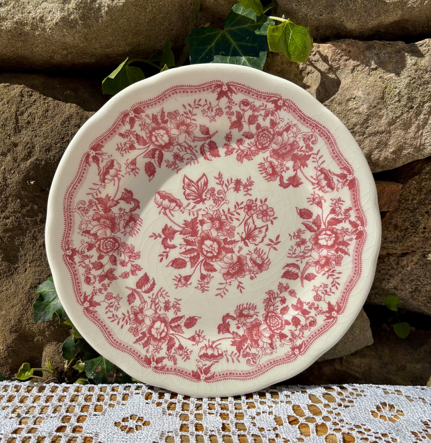 Assiette anglaise fleurs roses