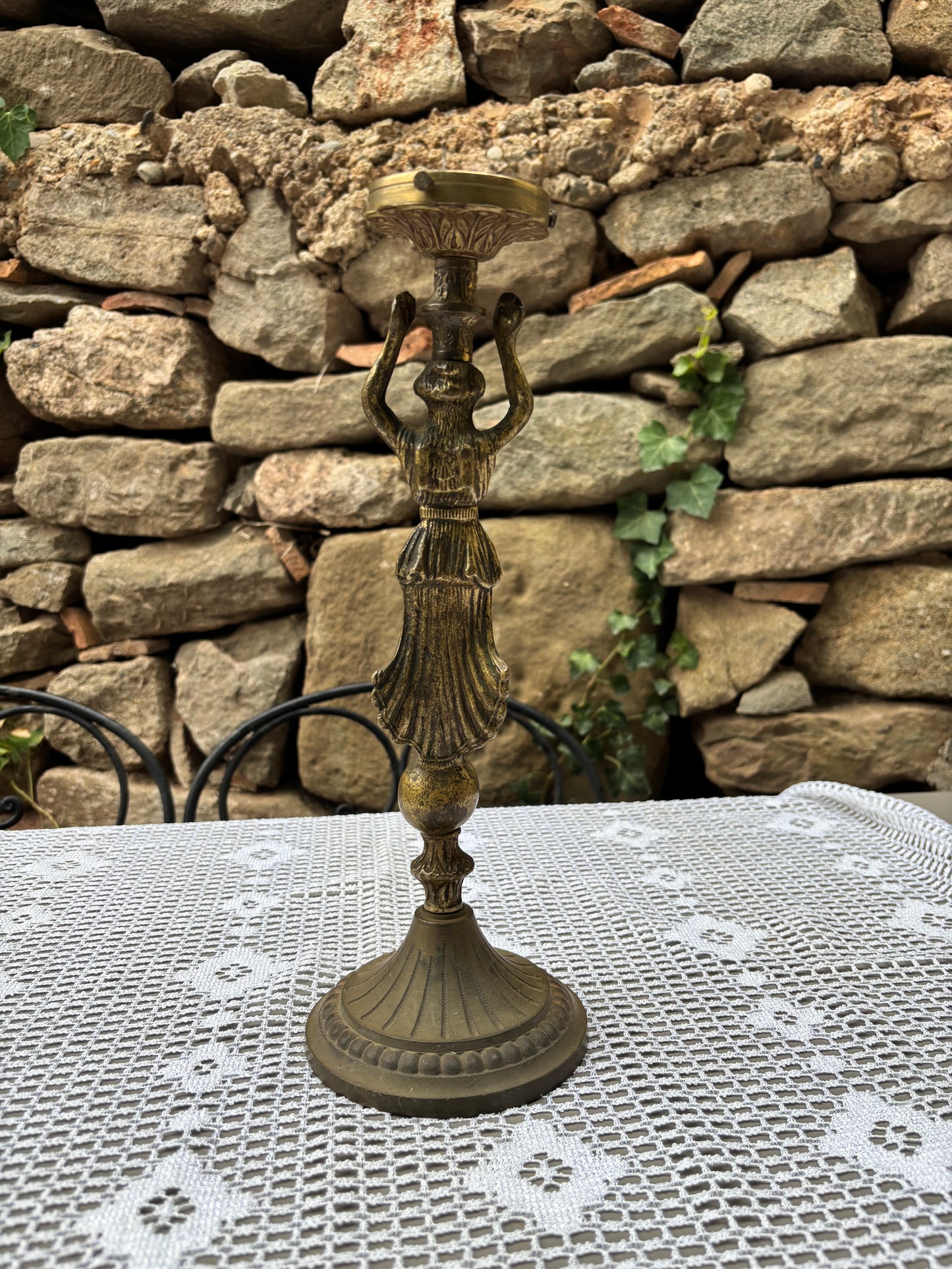 Pied lampe femme sculpture laiton 1930 1950 