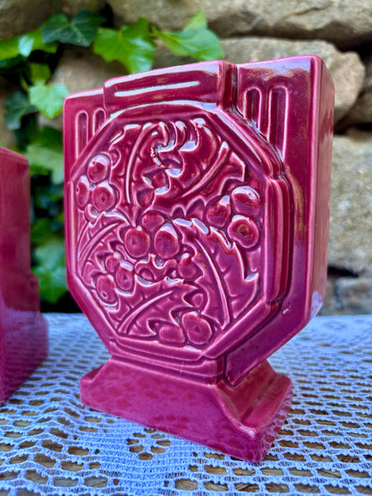 Pendule Digoin Sarreguemines rosé framboise