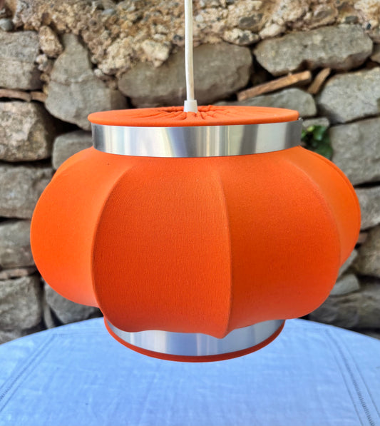 Suspension plafonnier tissu orange 1970 1980
