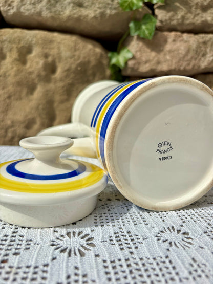 Cafetière Vénus style Gien décor jaune et bleu