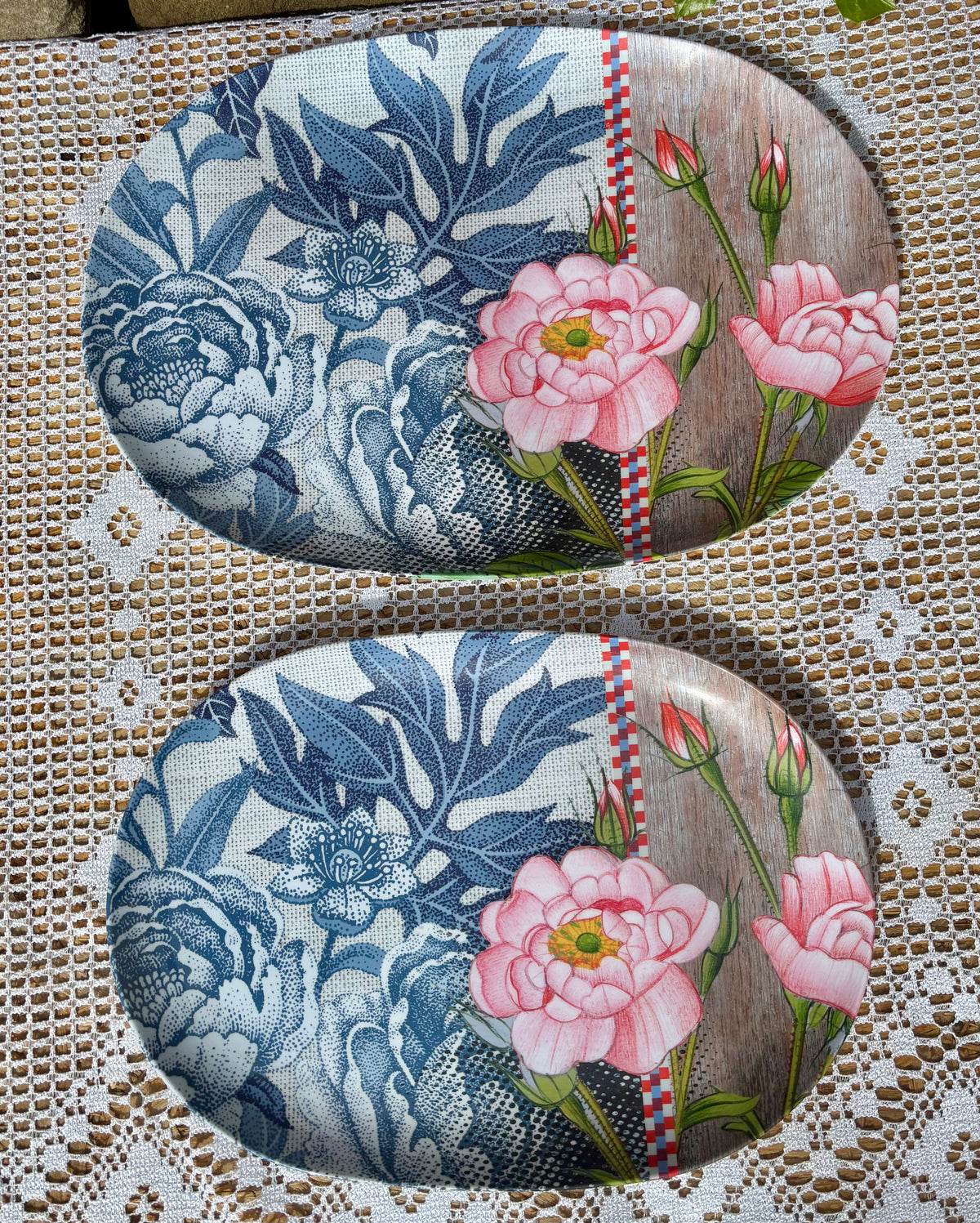 Duo de plateaux fleuris Miho Italy