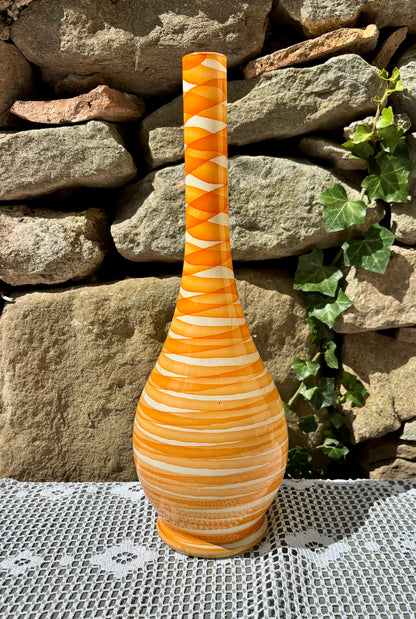 Grand vase en verre orange style 70s