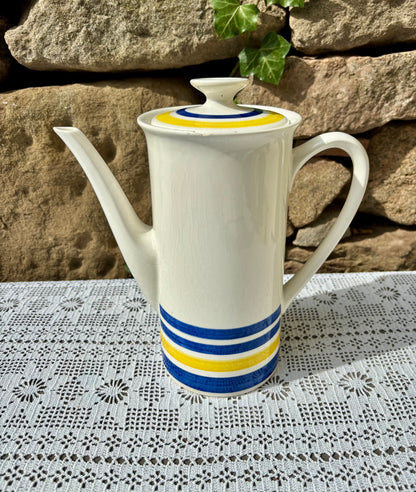 Cafetière Vénus style Gien décor jaune et bleu