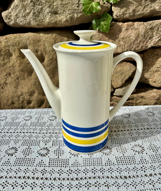 Cafetière Vénus style Gien décor jaune et bleu