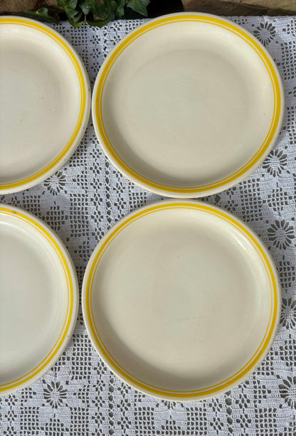 Assiettes décor jaune faïence naturelle