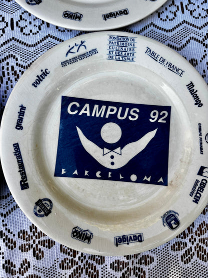 Assiettes Gien publicitaires sponsors JO 92 Barcelona x4