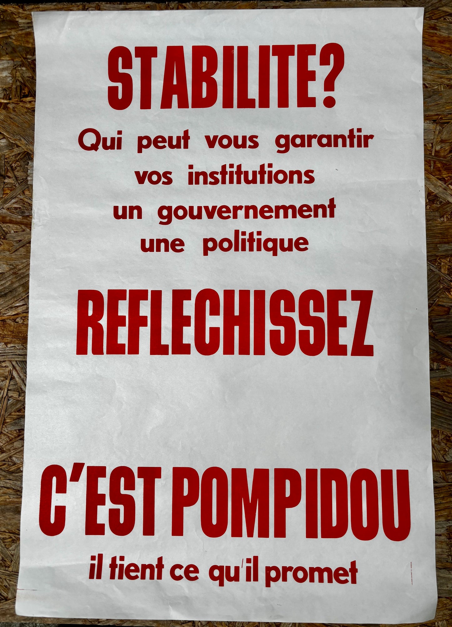 Affiche électorale vintage Pompidou 1969