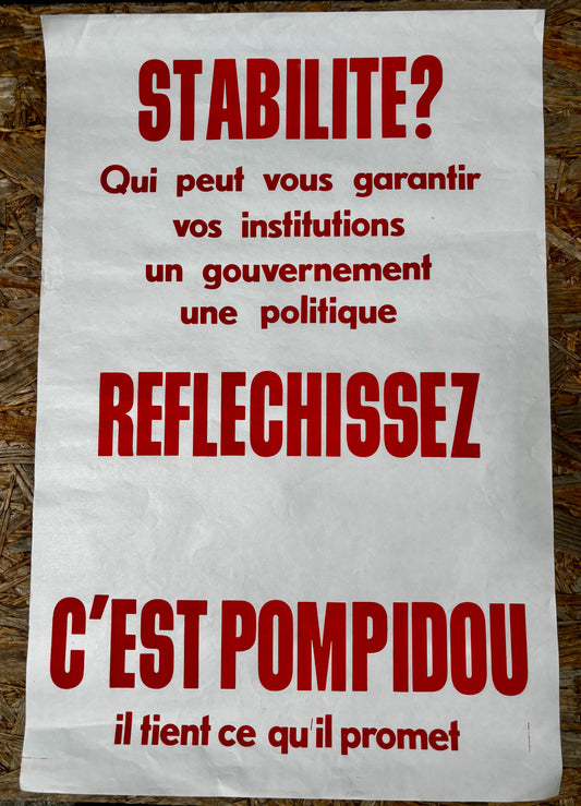 Affiche électorale vintage Pompidou 1969