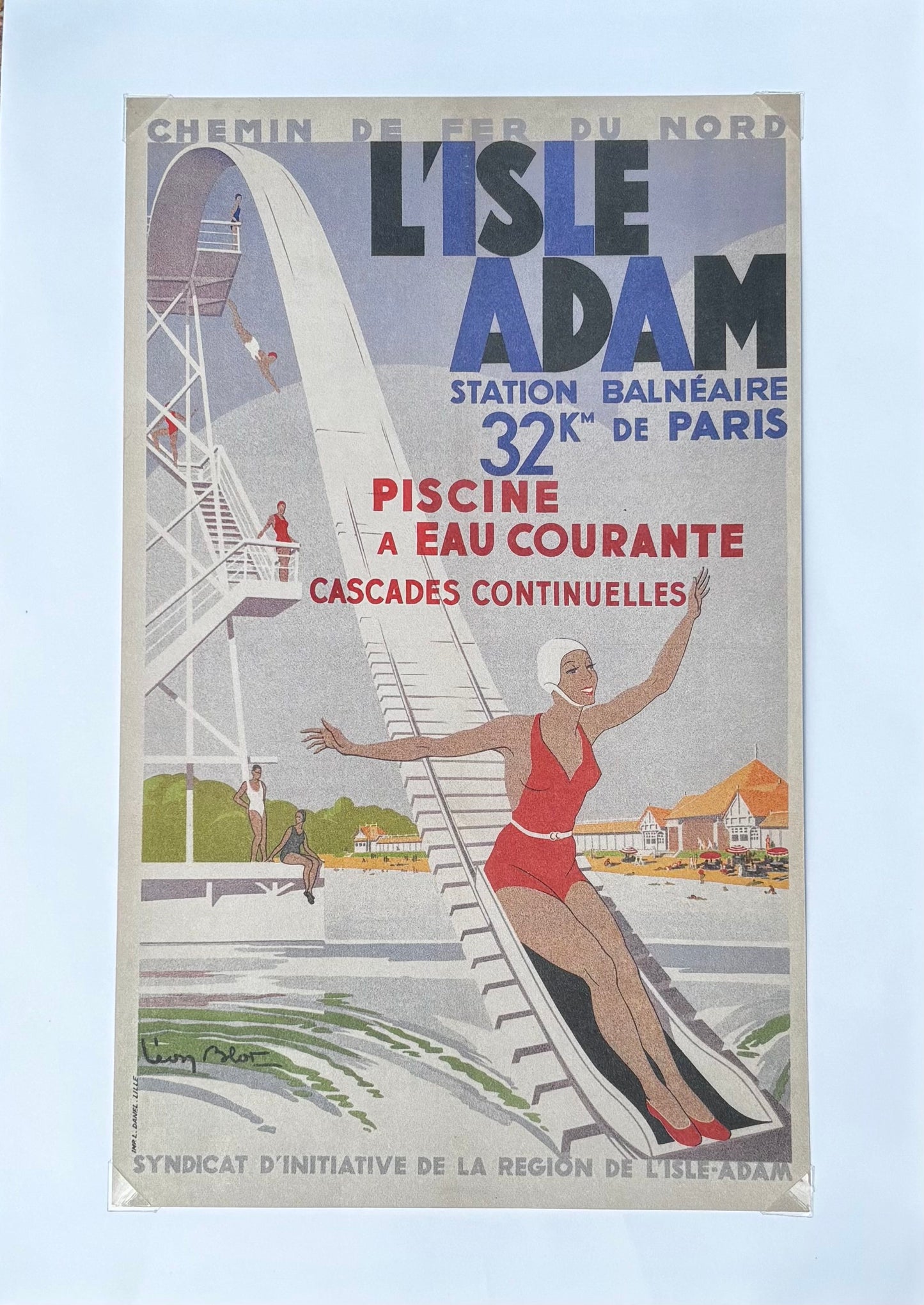 Affiche publicitaire 1920 1930 l’isle d’Adam chemin de fer du Nord 