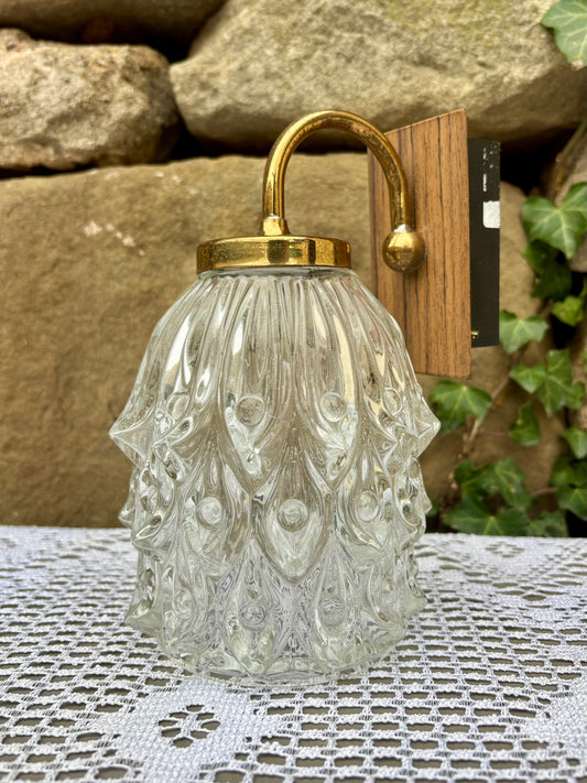 Applique en verre motif en relief vintage 1950-1960 