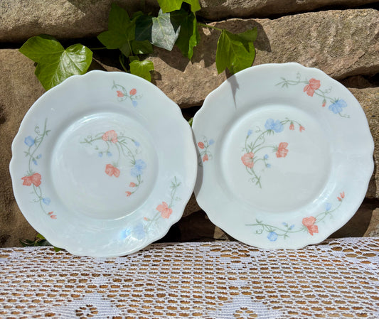 Assiettes dessert Arcopal vintage fleurs coquelicots