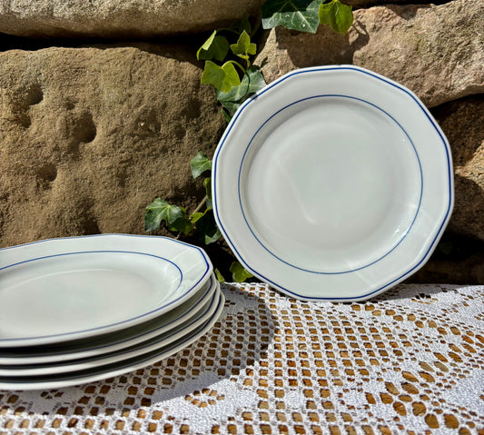Assiettes vintage Khala blanche bleue 