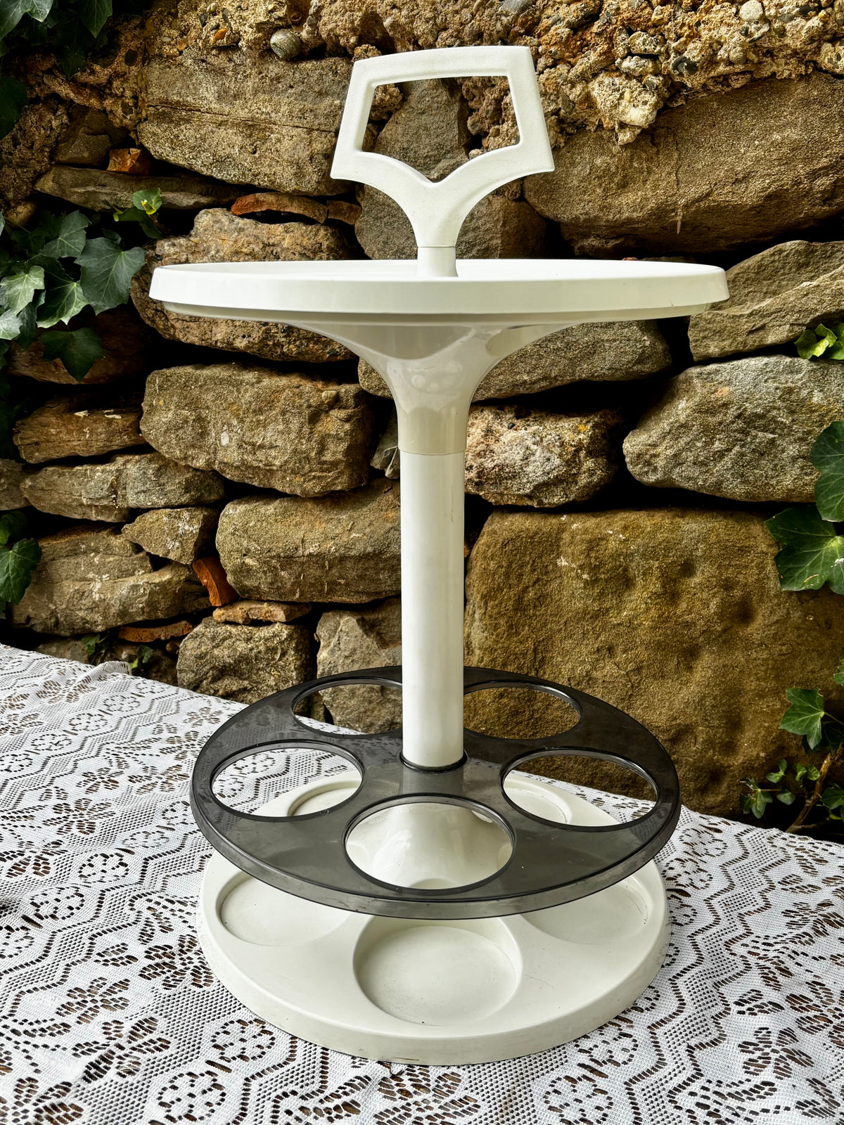Bar portatif space âge plastique blanc et noir transparent flair Hollande 