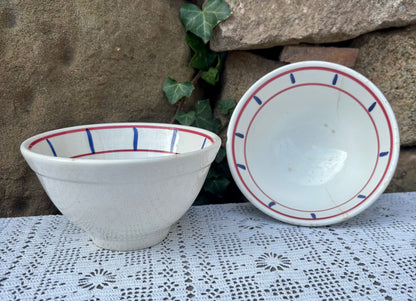 Bols céramique Italie décor rouge et bleu vintage 