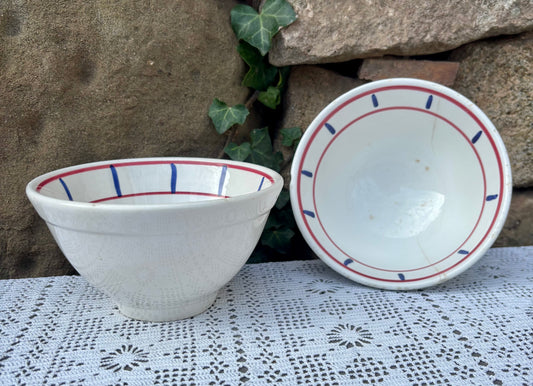 Bols céramique Italie décor rouge et bleu vintage 