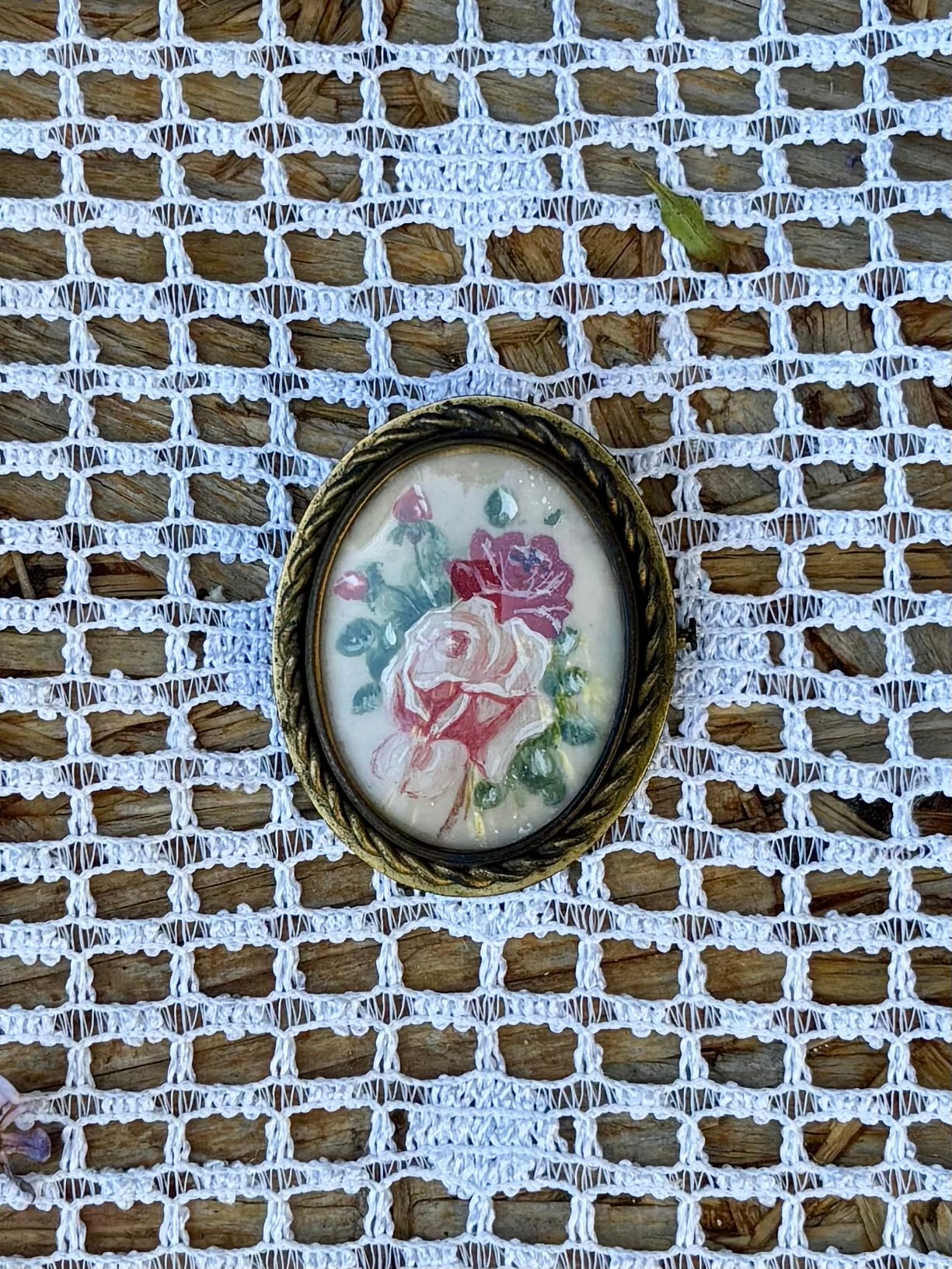 Broche ancienne vintage fleurs 