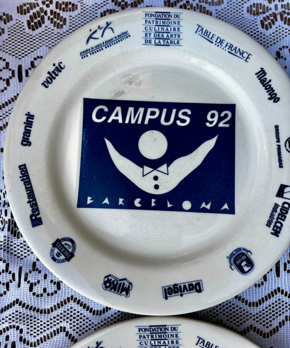 Assiettes Gien publicitaires sponsors JO 92 Barcelona x4
