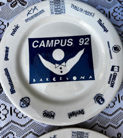 Assiettes Gien publicitaires sponsors JO 92 Barcelona x4