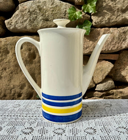Cafetière Vénus style Gien décor jaune et bleu