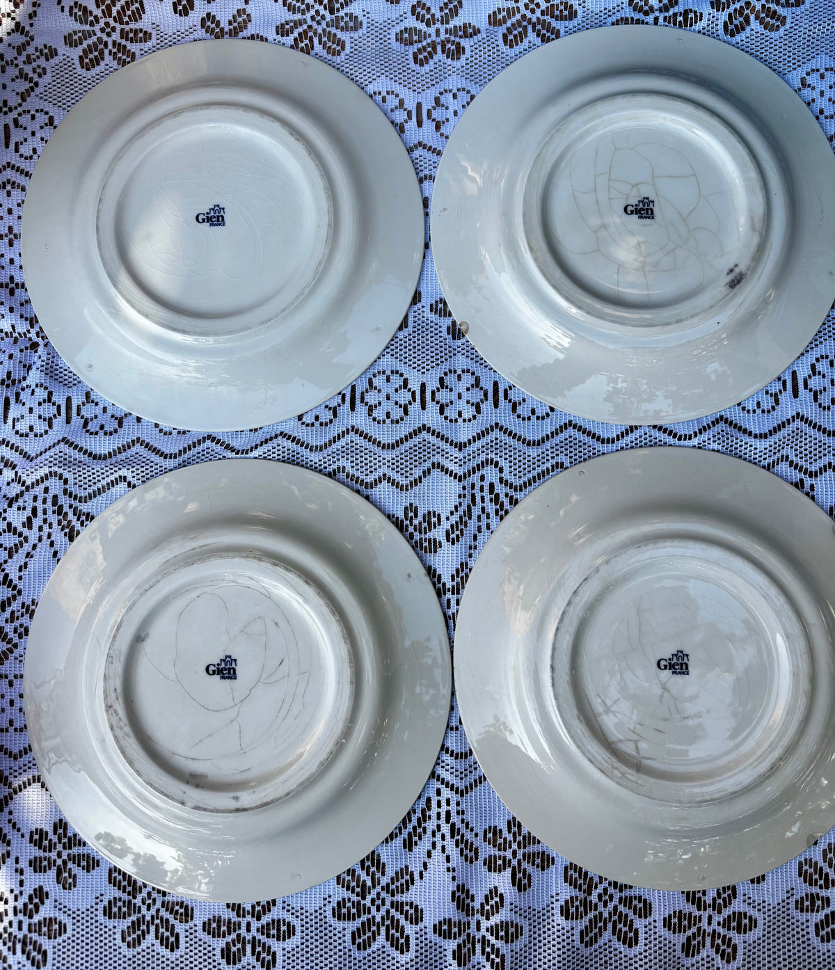 Assiettes Gien publicitaires sponsors JO 92 Barcelona x4