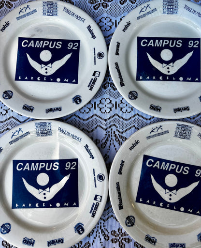 Assiettes Gien publicitaires sponsors JO 92 Barcelona x4