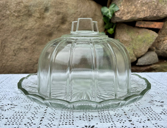 Cloche en verre art déco motifs géométriques 1950-1960 vintage 