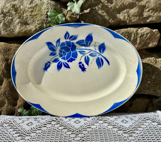 Ravier plat Digoin Sarreguemines Corsica vintage bleu
