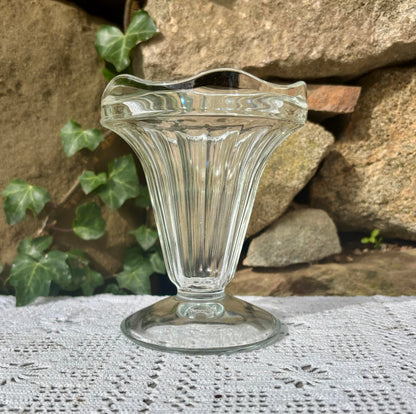 Service coupes à glaces vintage fabrication française verre transparent 