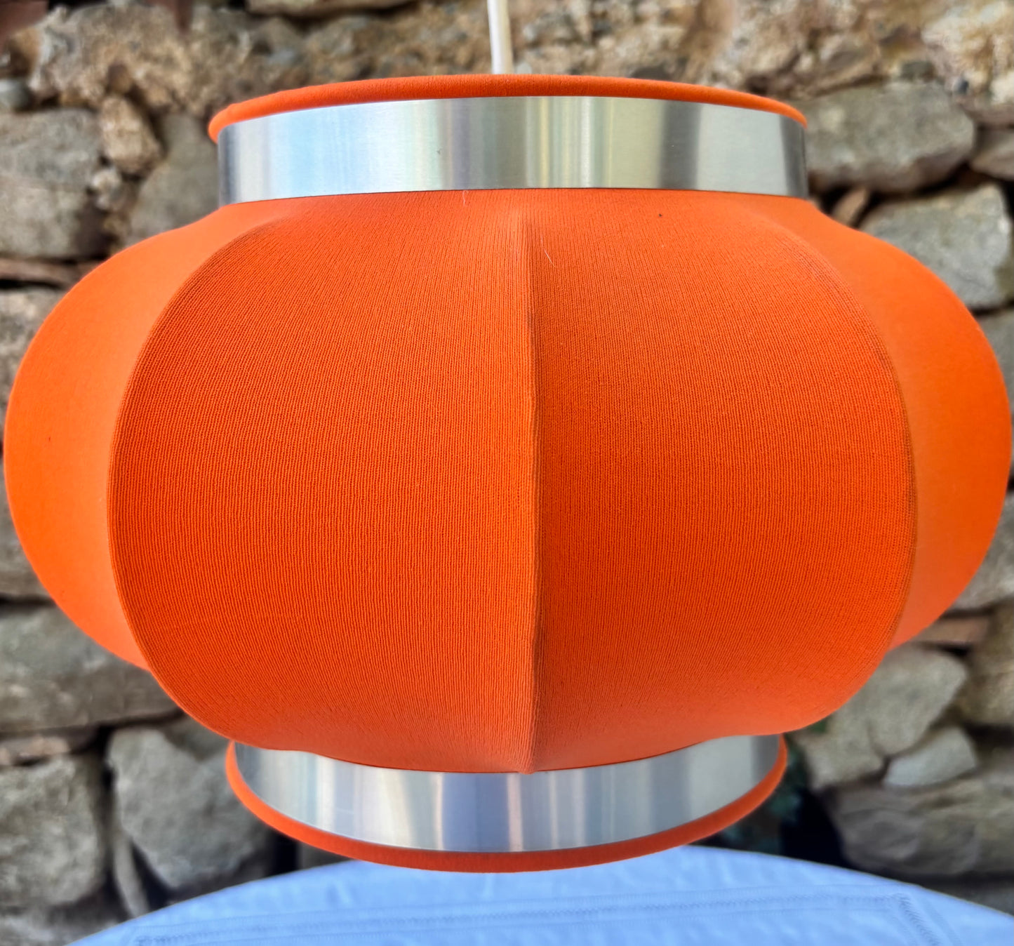 Suspension plafonnier tissu orange 1970 1980 detail